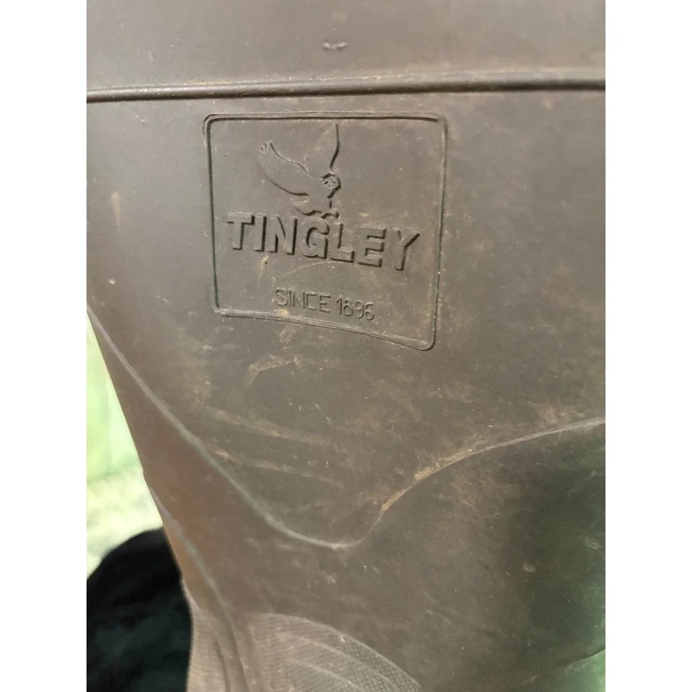 Tingley Mens Size 9 Rubber Work Boots Waterproof Rain Mud Tall Brown Made in Mex
